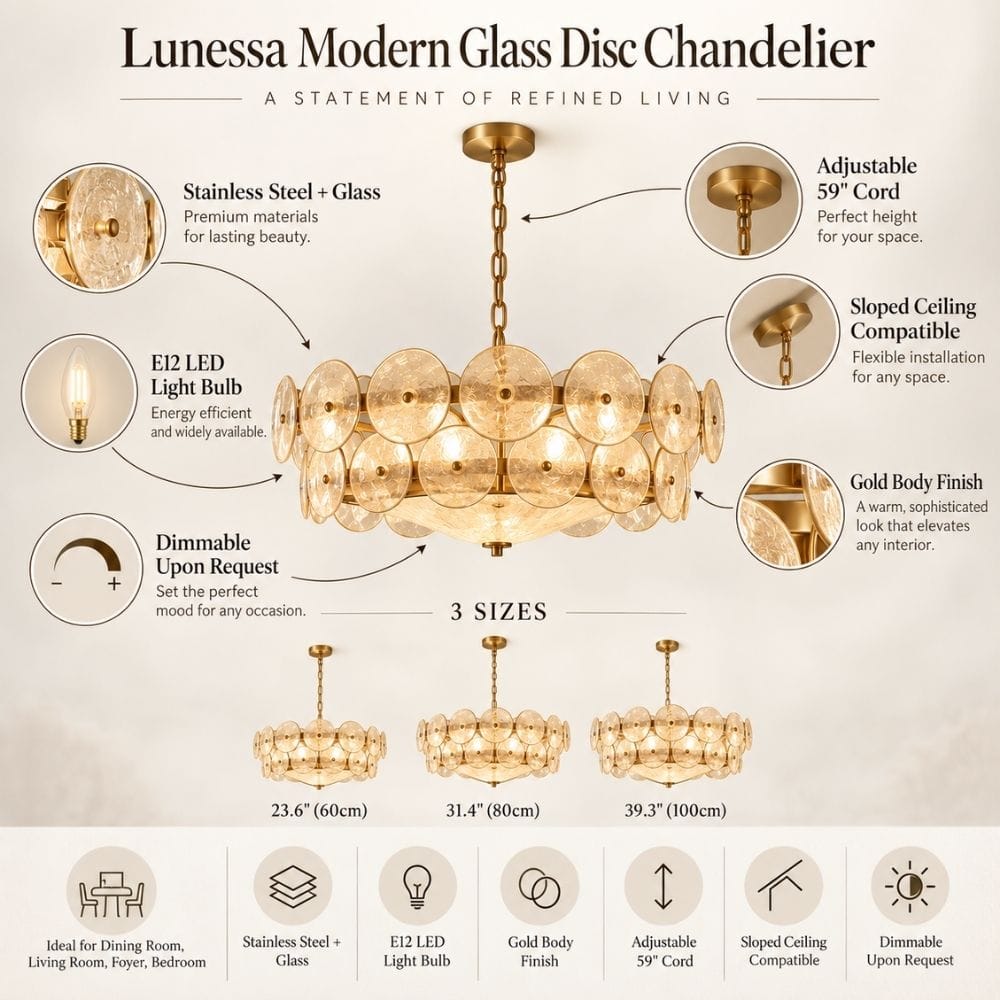 Lunessa Modern Glass Disc Chandelier Modern Chandelier
