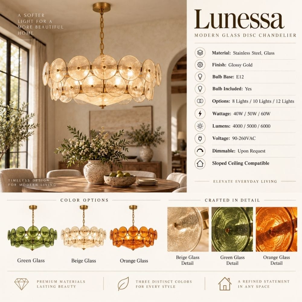 Lunessa Modern Glass Disc Chandelier Modern Chandelier