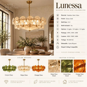 Lunessa Modern Glass Disc Chandelier Modern Chandelier