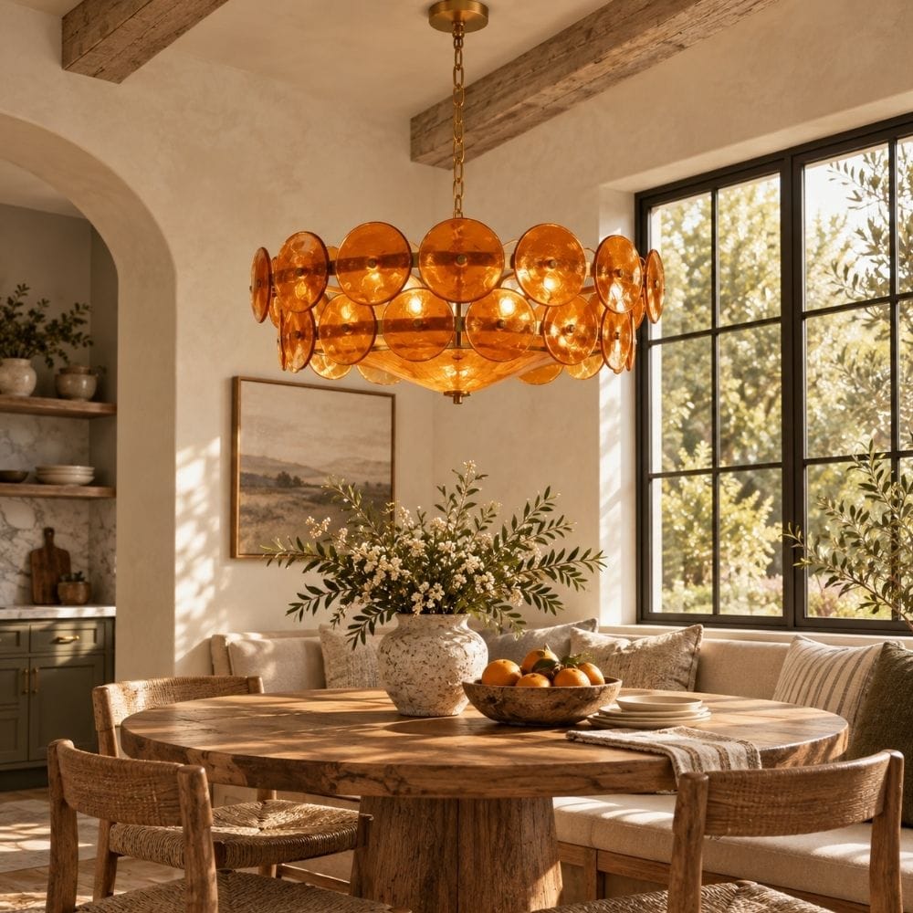 Lunessa Modern Glass Disc Chandelier Orange / D23.6" (60 cm) / Warm Light 2700K Modern Chandelier