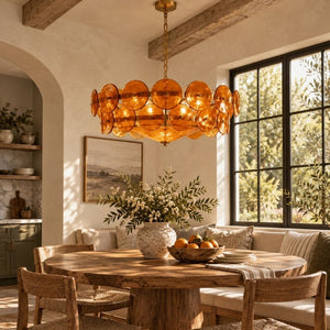 Lunessa Modern Glass Disc Chandelier Orange / D23.6" (60 cm) / Warm Light 2700K Modern Chandelier