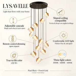 Lysavelle Glass Petal Staircase Chandelier Modern Chandelier