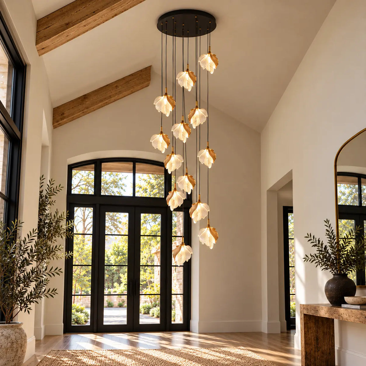 Lysavelle Glass Petal Staircase Chandelier Modern Chandelier