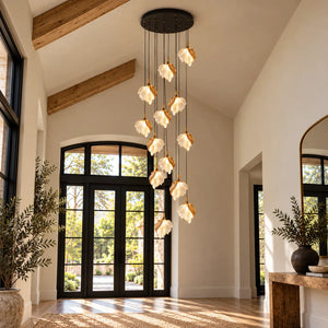 Lysavelle Glass Petal Staircase Chandelier Modern Chandelier