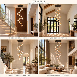 Lysavelle Glass Petal Staircase Chandelier Modern Chandelier