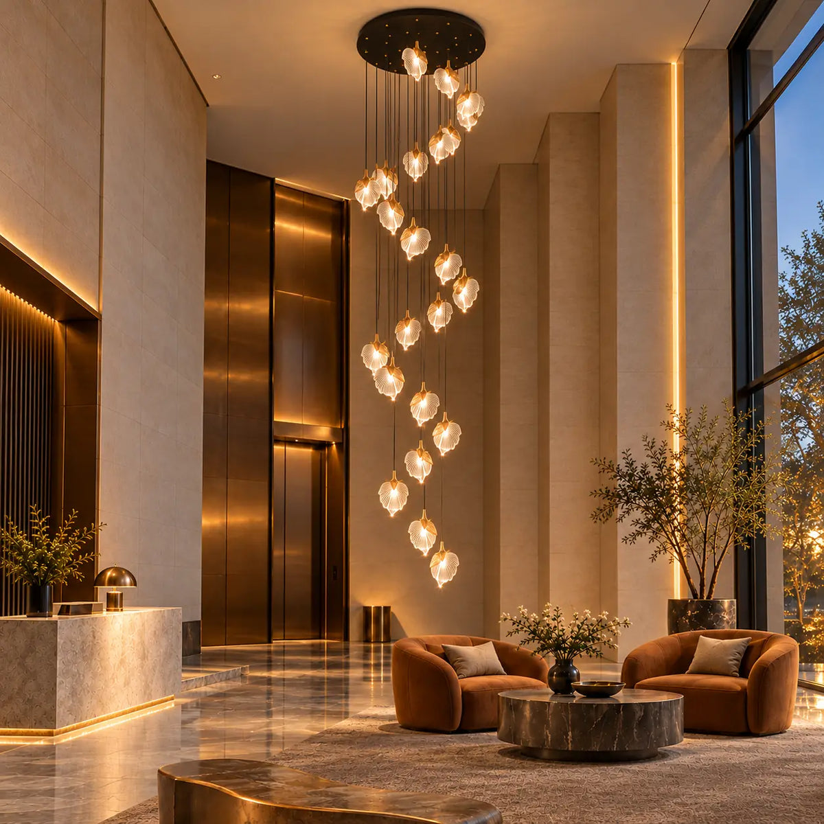 Lysavelle Glass Petal Staircase Chandelier Modern Chandelier