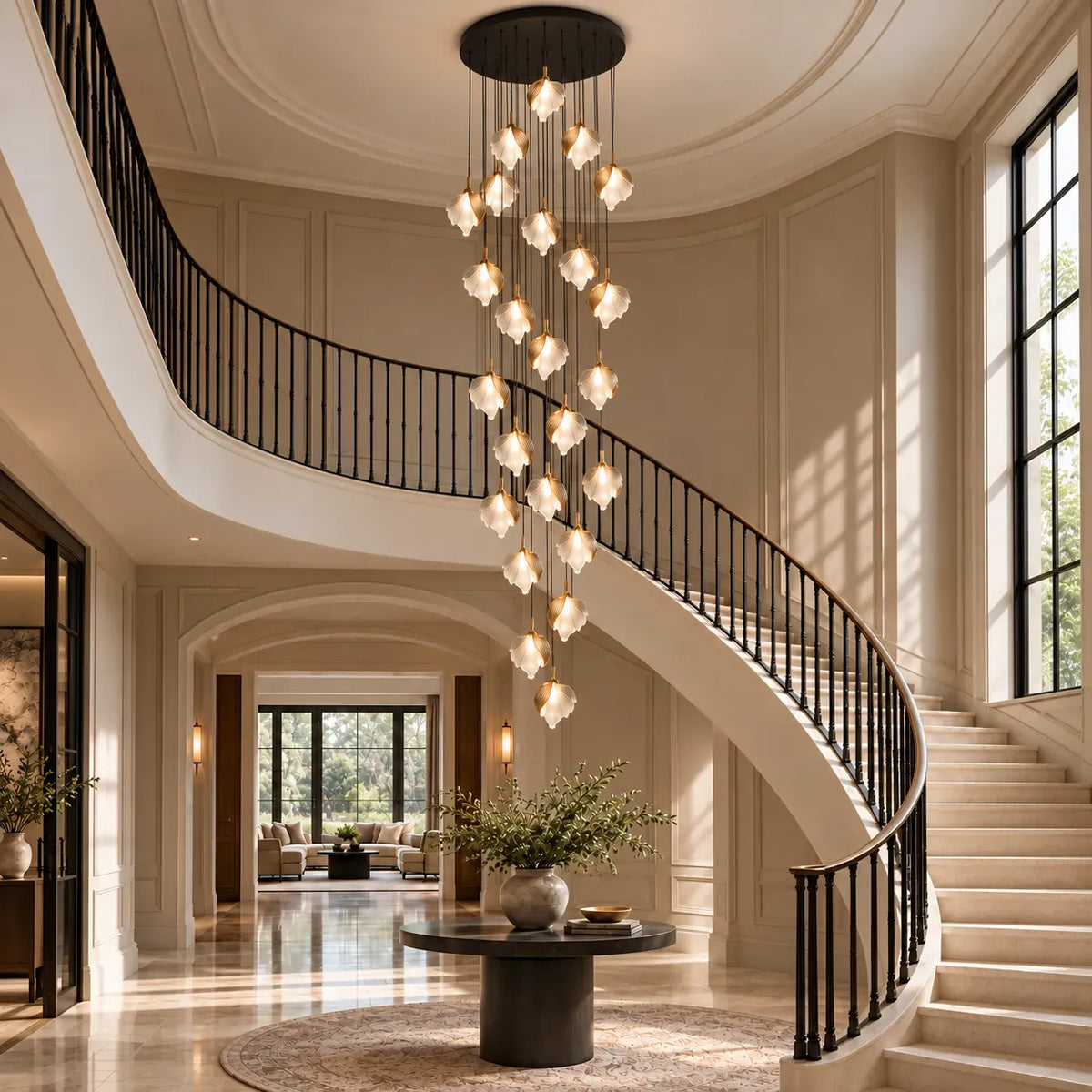 Lysavelle Glass Petal Staircase Chandelier Modern Chandelier