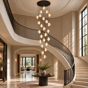 Lysavelle Glass Petal Staircase Chandelier Modern Chandelier