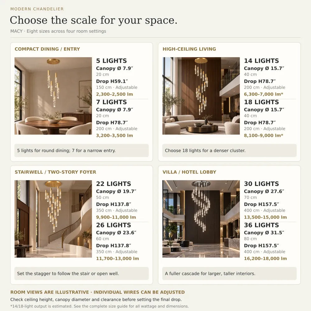Macy Simple Crystal Staircase Chandelier Modern Chandelier