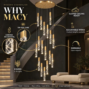 Macy Simple Crystal Staircase Chandelier Modern Chandelier