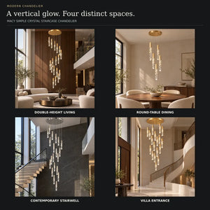 Macy Simple Crystal Staircase Chandelier Modern Chandelier