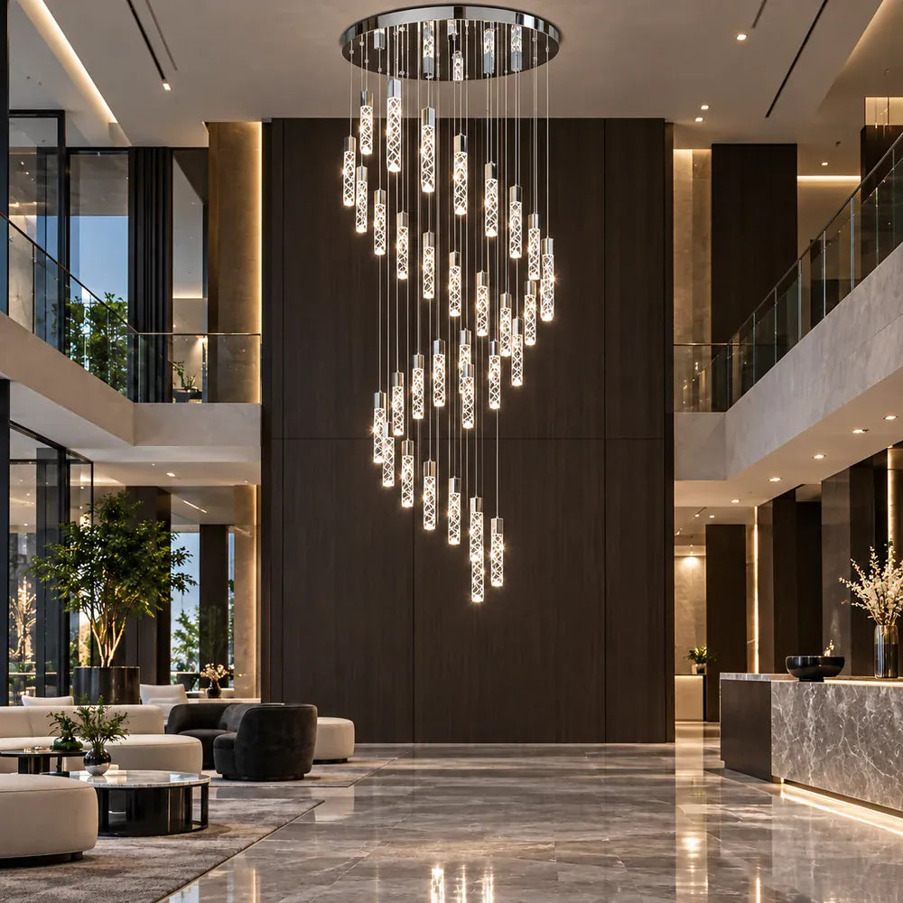 Macy Simple Crystal Staircase Chandelier Modern Chandelier