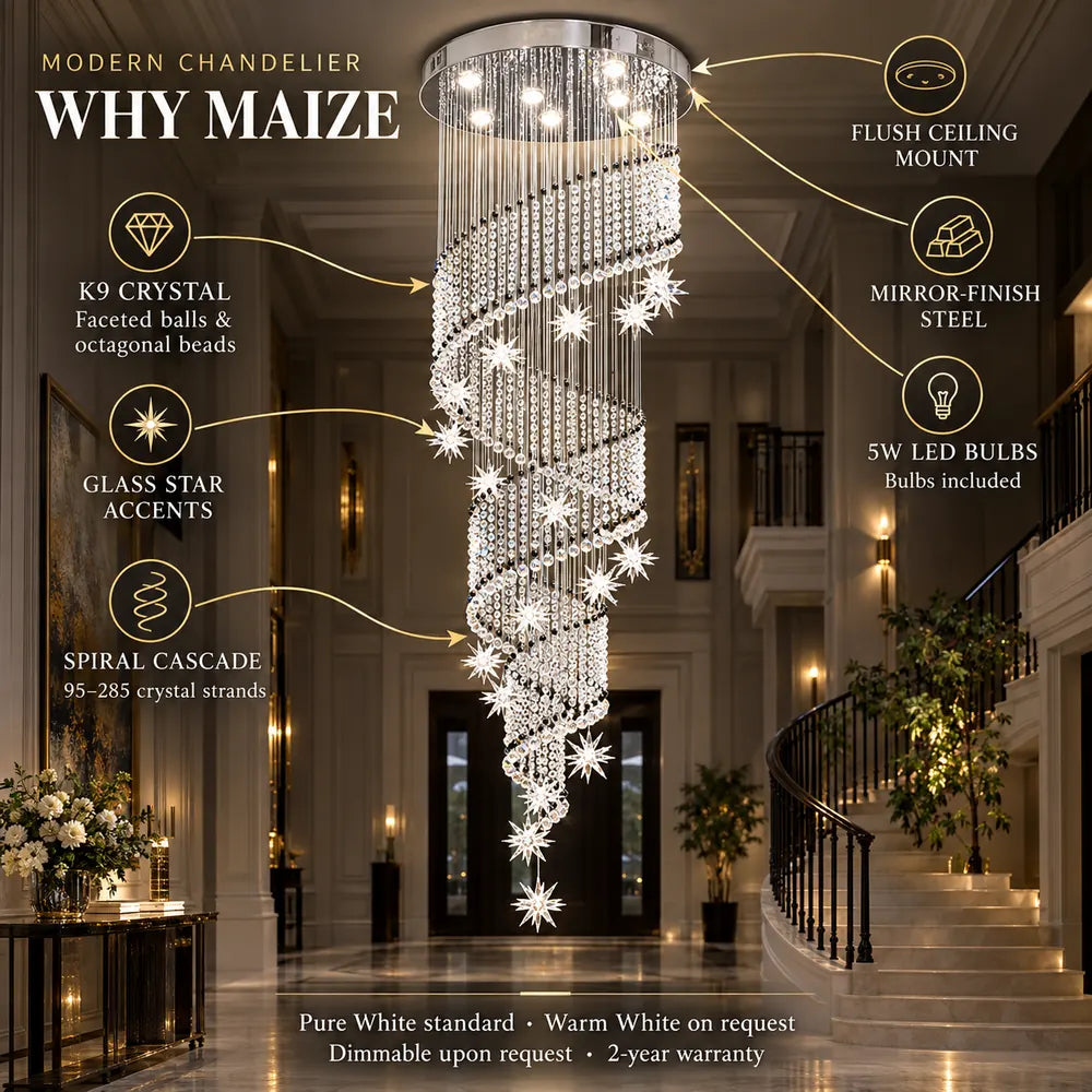 Maize Crystal Stairwell Chandelier Modern Chandelier