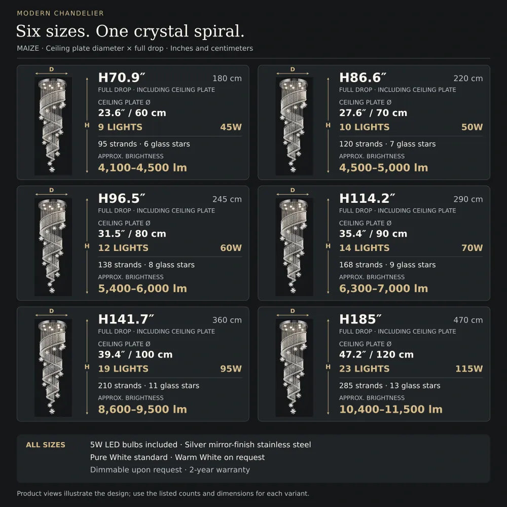 Maize Crystal Stairwell Chandelier Modern Chandelier