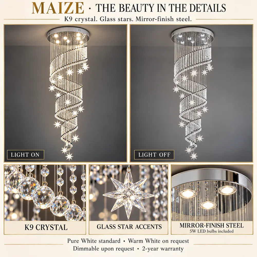 Maize Crystal Stairwell Chandelier Modern Chandelier