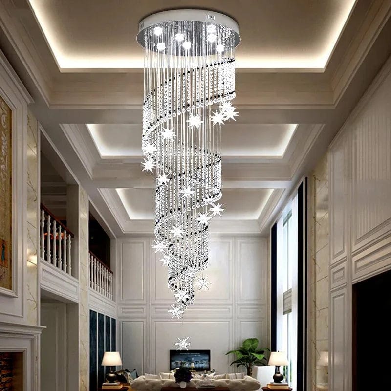 Maize Crystal Stairwell Chandelier Silver / H47.24" (120 cm) / Warm White 3000K Modern Chandelier