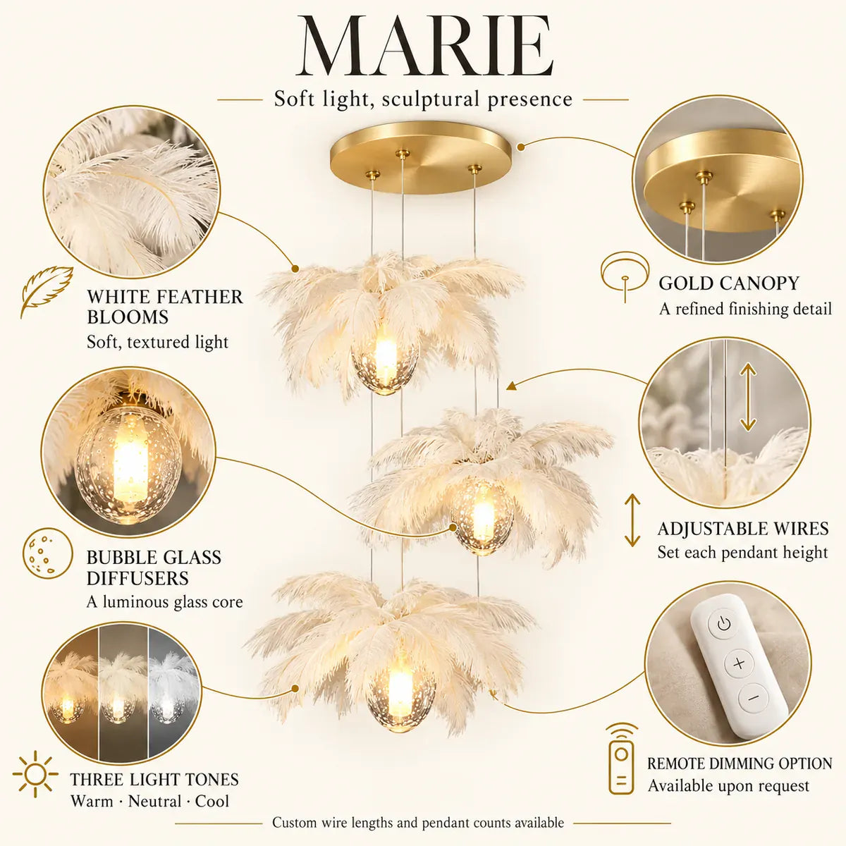 Marie Pendant Staircase Chandelier Modern Chandelier