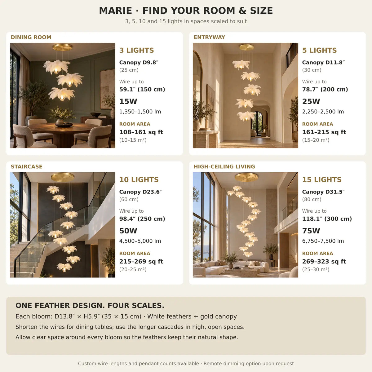 Marie Pendant Staircase Chandelier Modern Chandelier