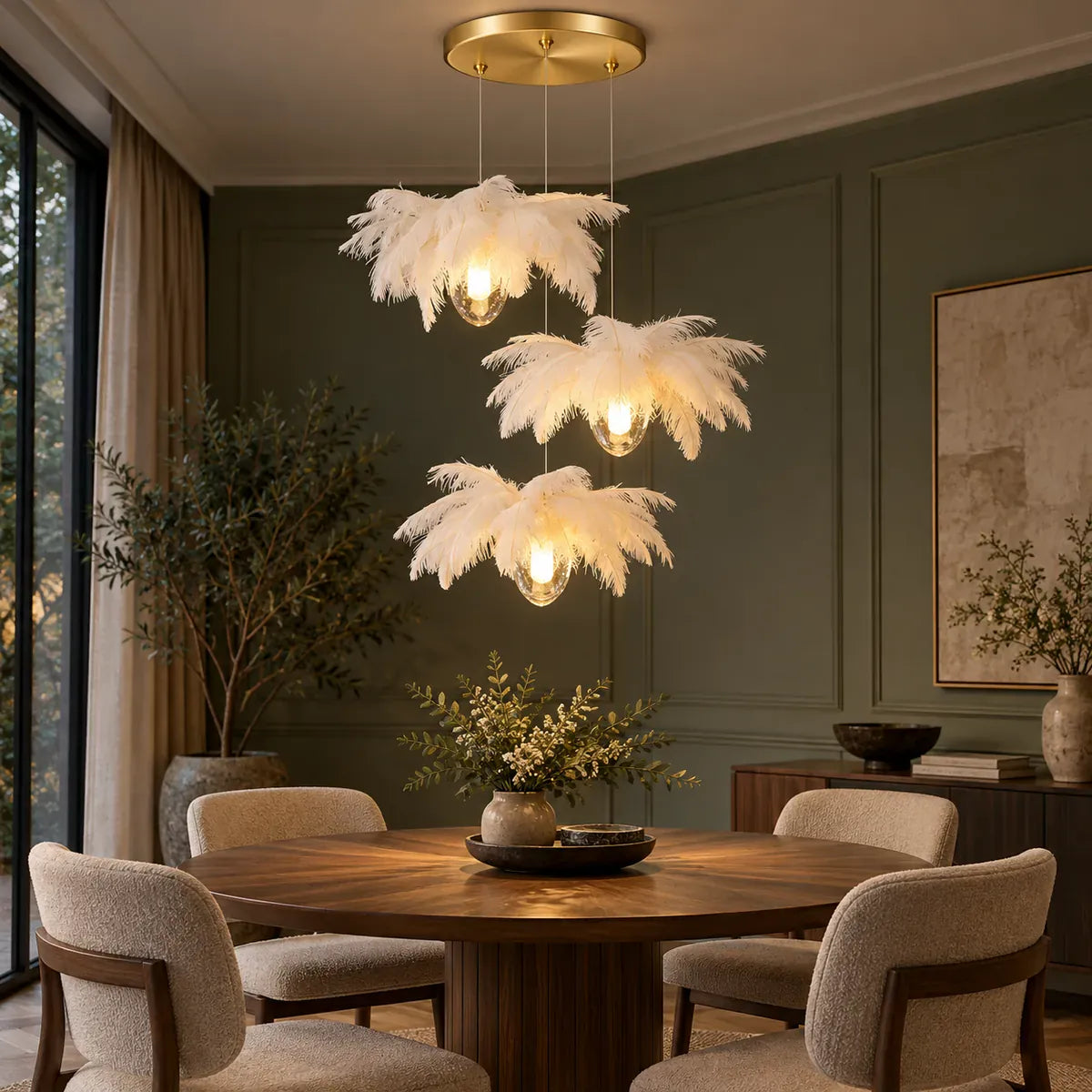Marie Pendant Staircase Chandelier 3 / Warm Light 2700K Modern Chandelier