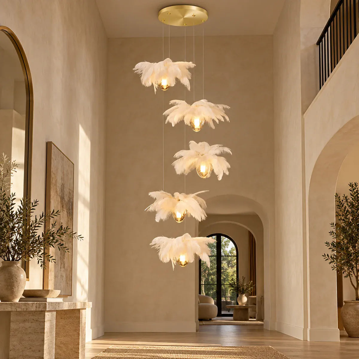 Marie Pendant Staircase Chandelier 5 / Warm Light 2700K Modern Chandelier