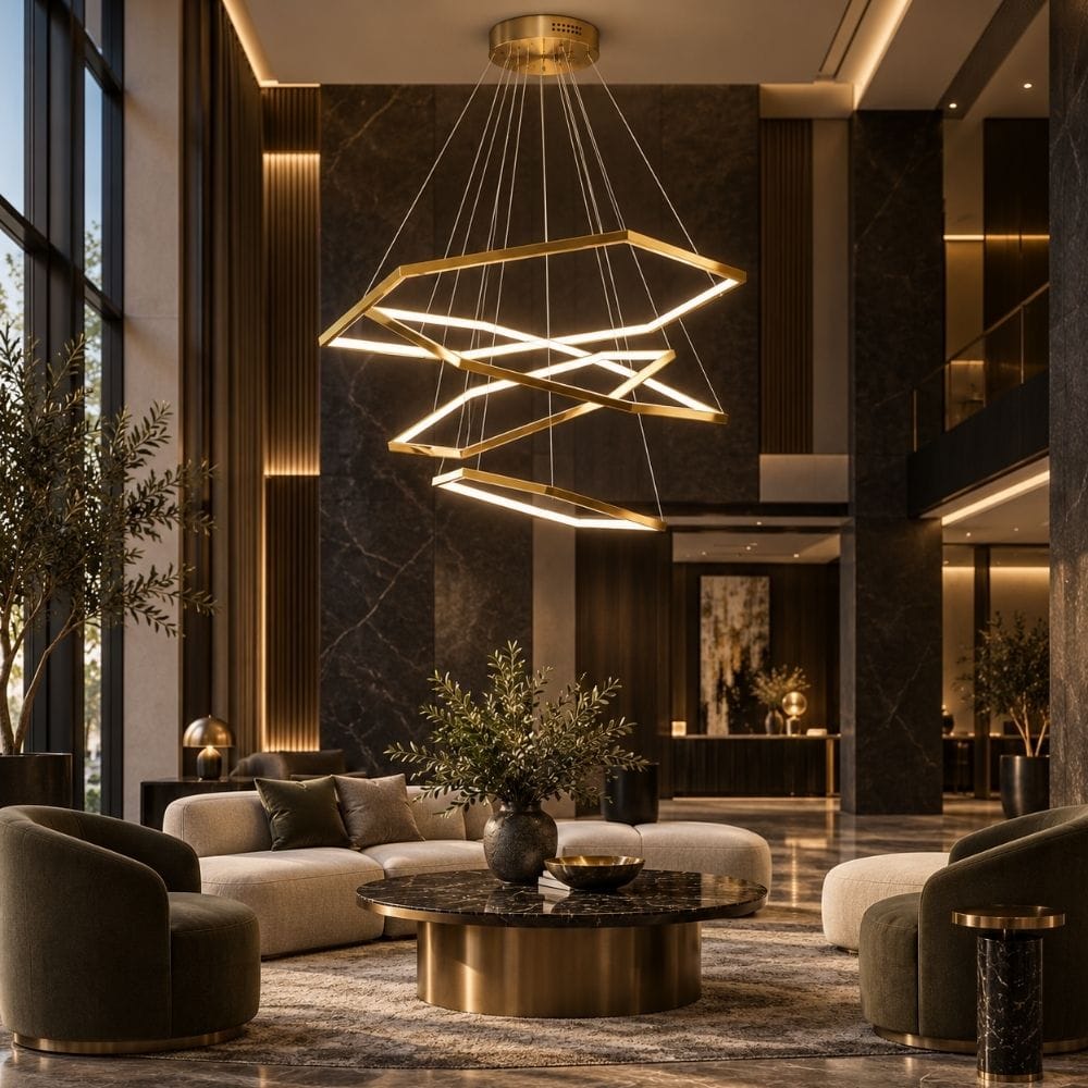 Maya Gold Hexagon Chandelier Modern Chandelier