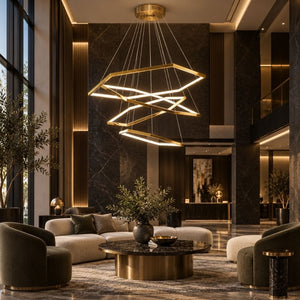 Maya Gold Hexagon Chandelier Modern Chandelier