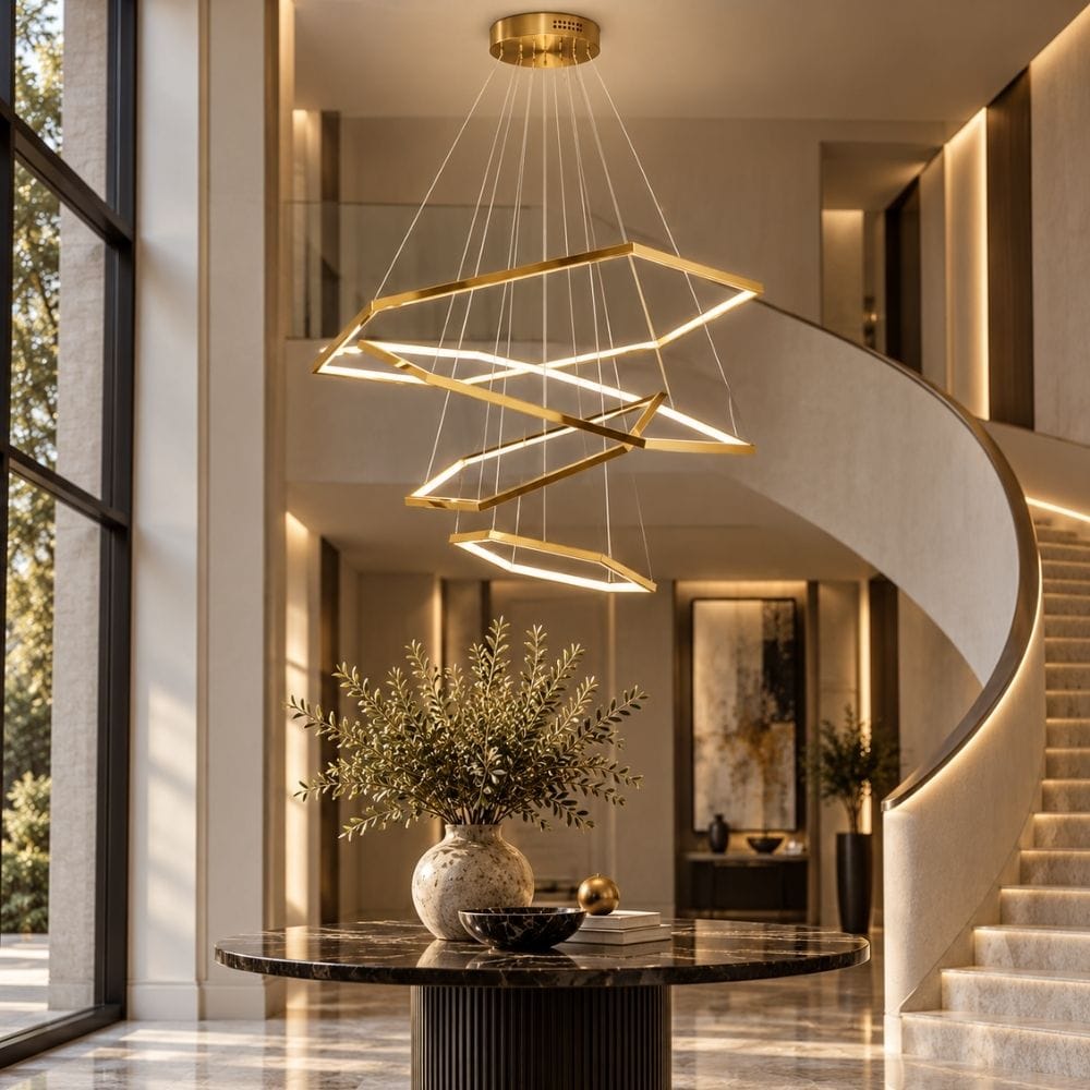Maya Gold Hexagon Chandelier Modern Chandelier