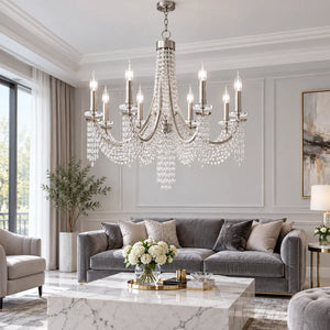 Mikel Candle Crystal Chandelier Silver / 5 / Warm White 3000K Modern Chandelier