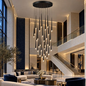 Mira Staircase Pendant Chandelier Black / 6 / Warm White 3000K Modern Chandelier