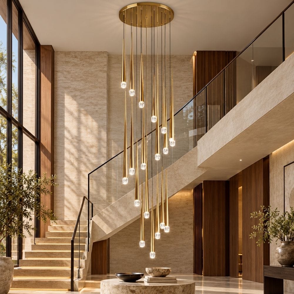 Mira Staircase Pendant Chandelier Gold / 6 / Warm White 3000K Modern Chandelier