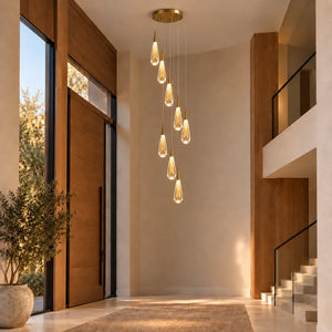 Mist Crystal Staircase Chandelier Modern Chandelier