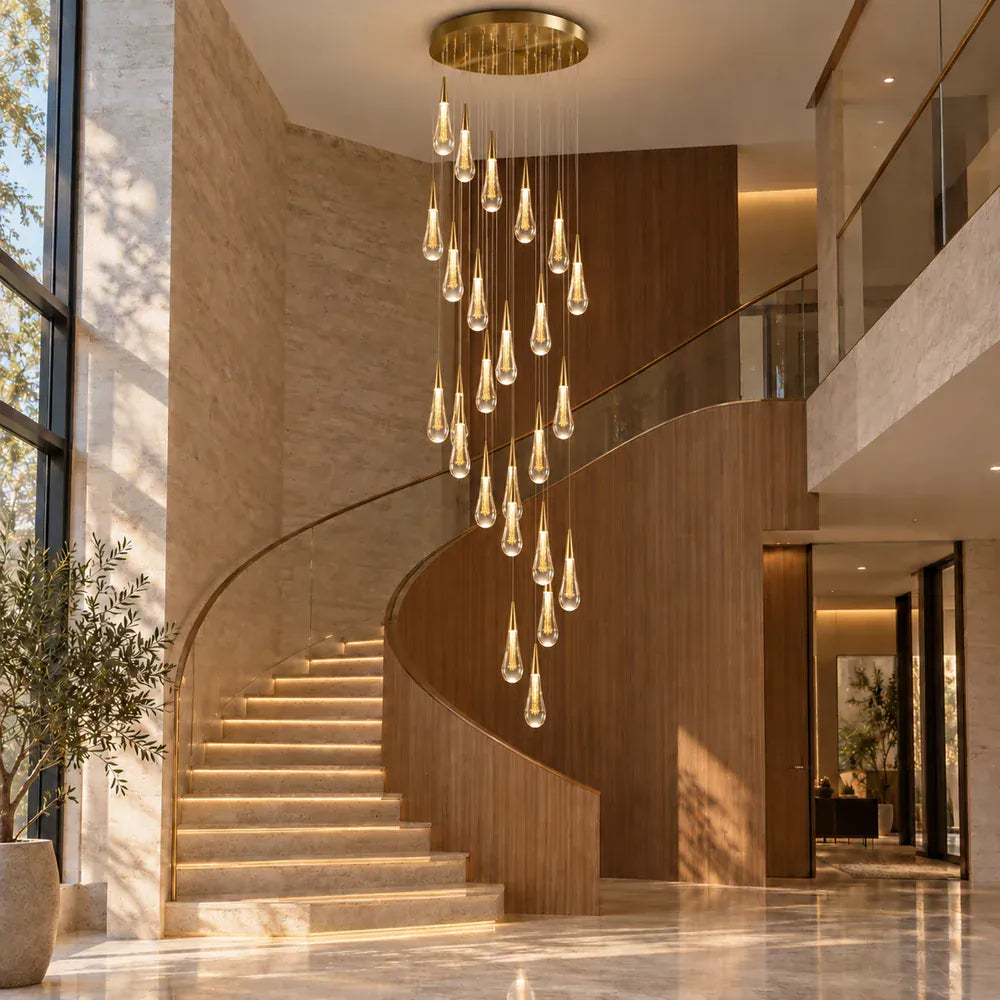 Mist Crystal Staircase Chandelier Modern Chandelier