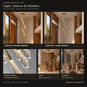 Mist Crystal Staircase Chandelier Modern Chandelier