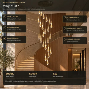 Mist Crystal Staircase Chandelier Modern Chandelier