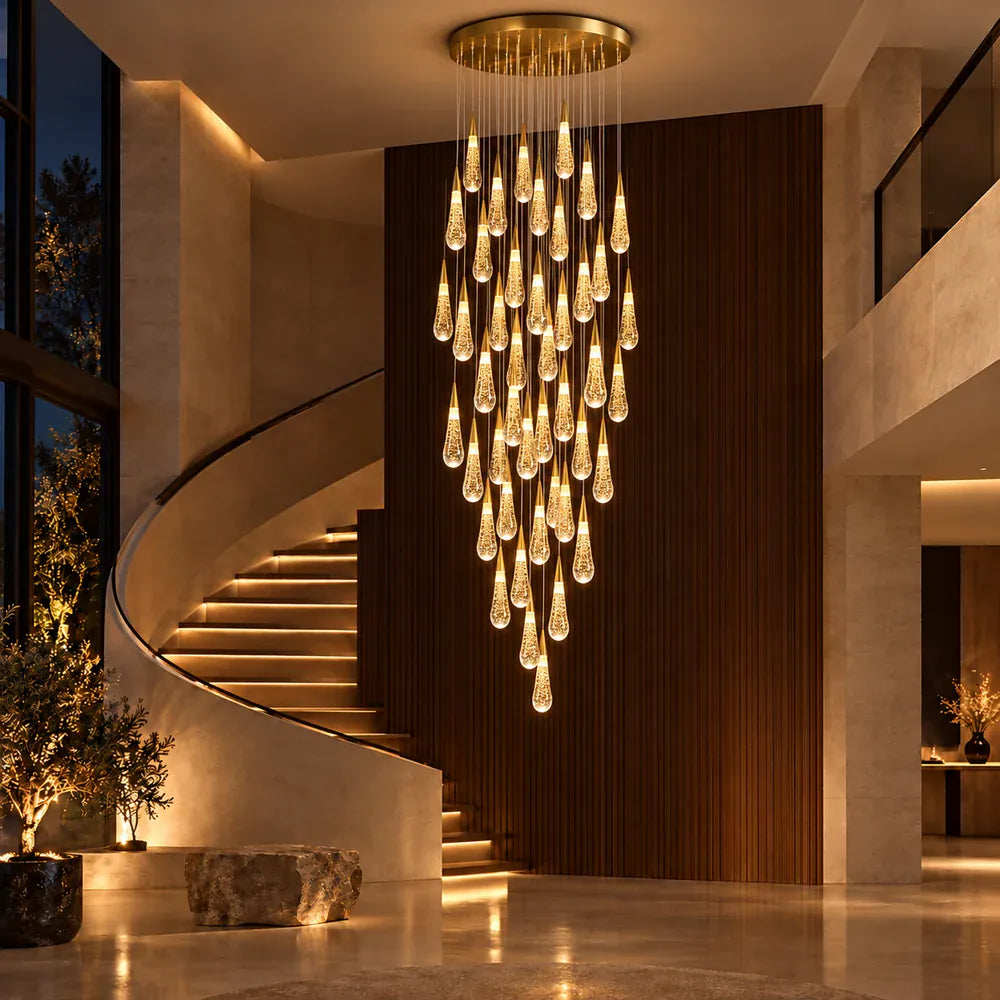 Mist Crystal Staircase Chandelier Modern Chandelier
