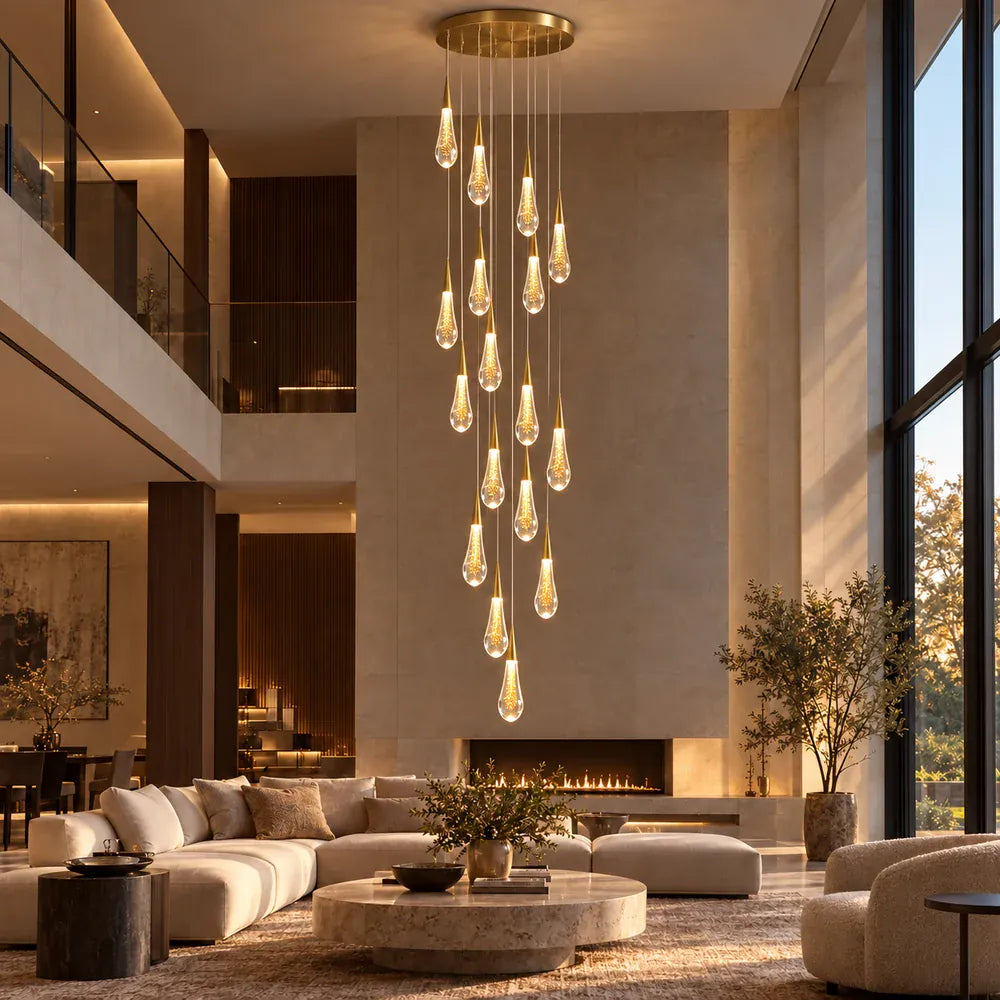 Mist Crystal Staircase Chandelier Gold / 8 / Warm White 3000K Modern Chandelier