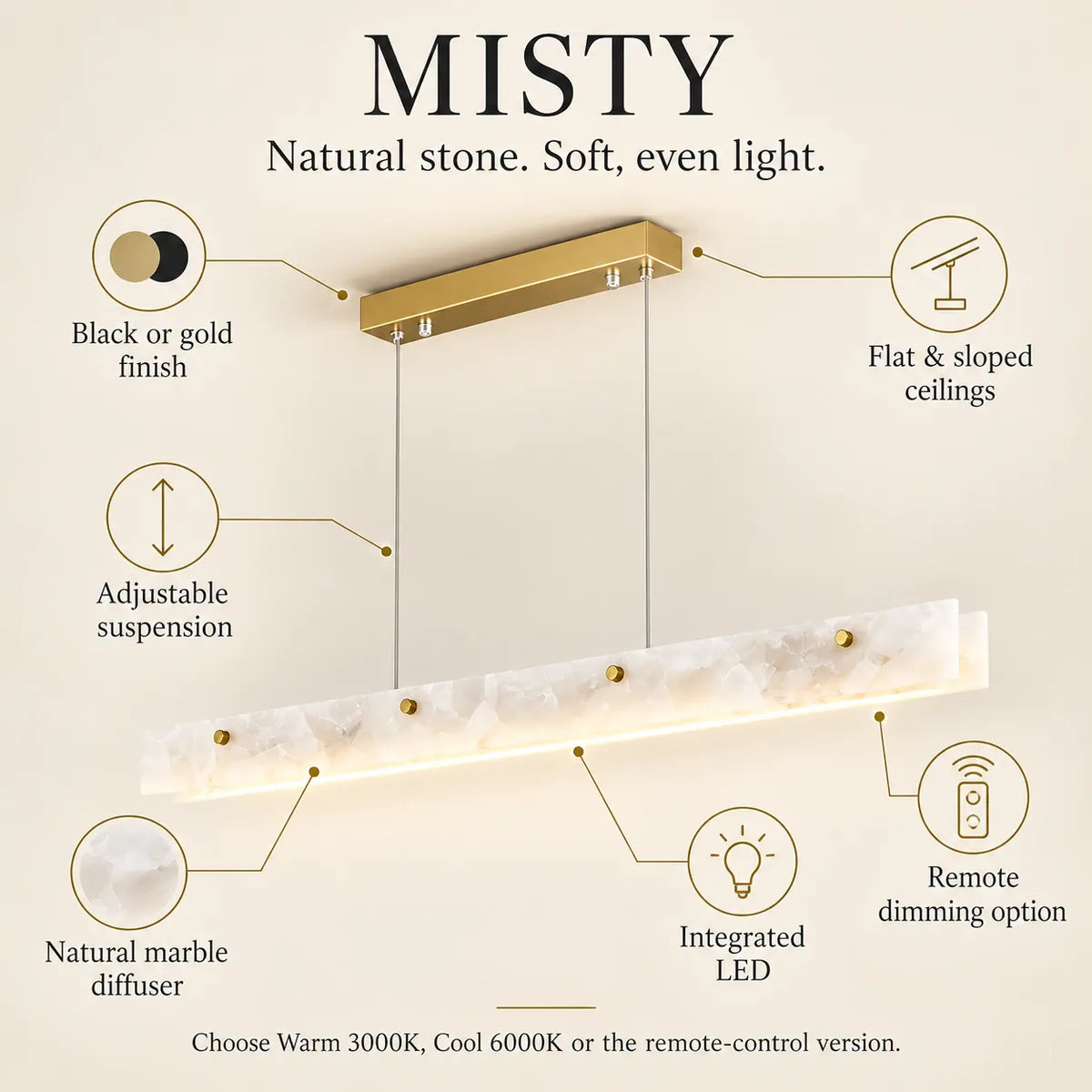 Misty Linear Kitchen Chandelier Modern Chandelier