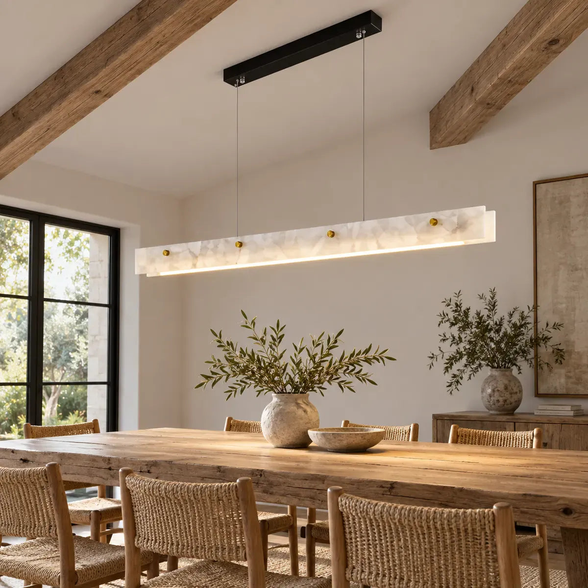 Misty Linear Kitchen Chandelier Black / 39.37" (100 cm) / Warm Light 3000K Modern Chandelier