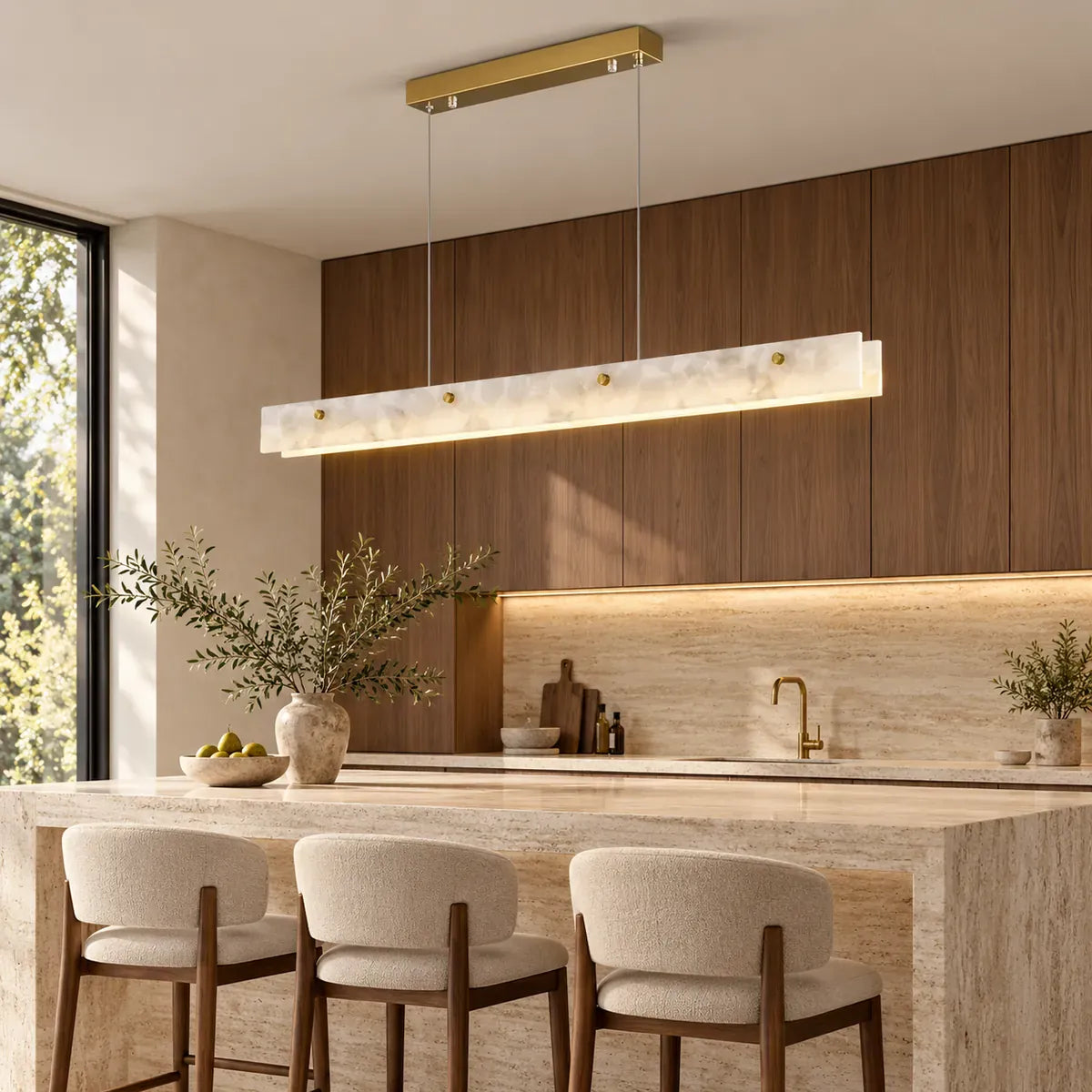 Misty Linear Kitchen Chandelier Gold / 39.37" (100 cm) / Warm Light 3000K Modern Chandelier