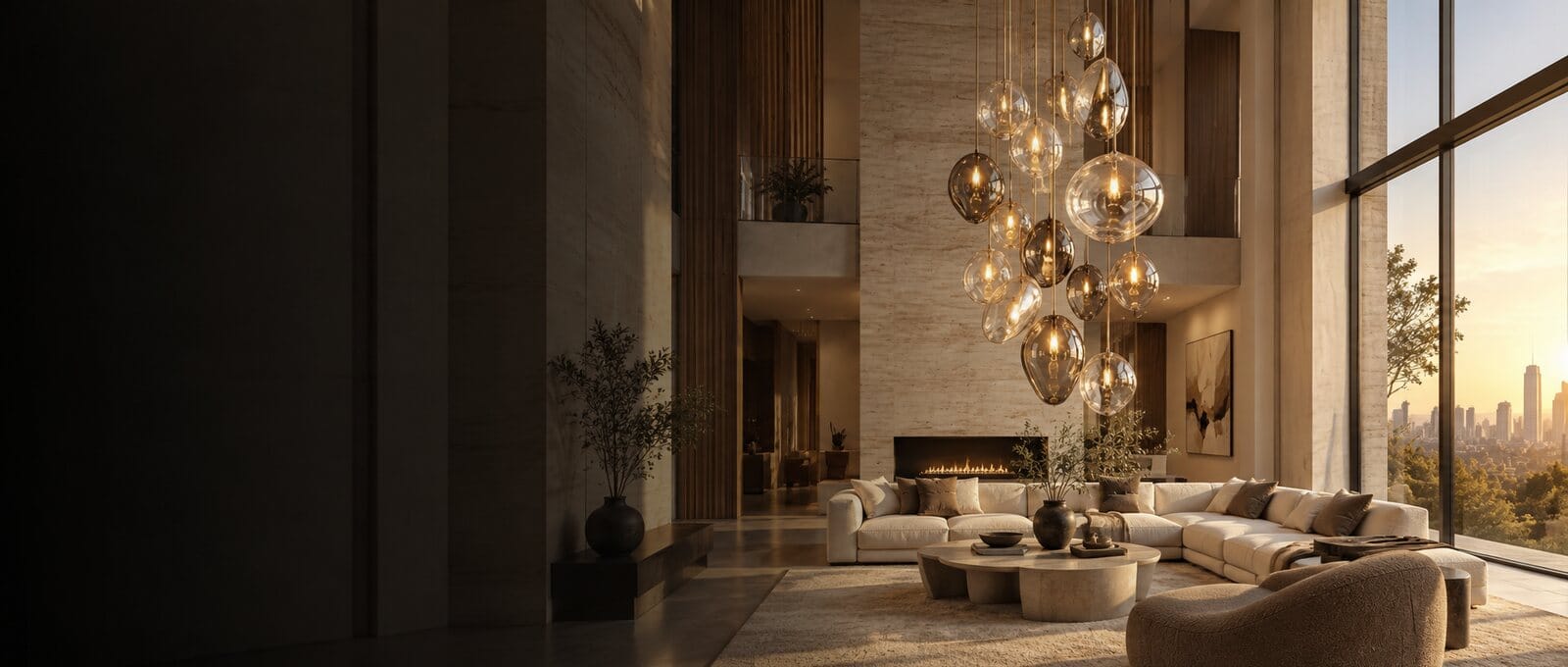 Modern chandelier in a luxury interior