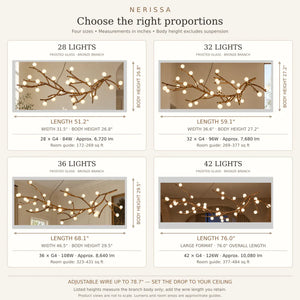 Nerissa Frosted Glass Branch Chandelier Modern Chandelier