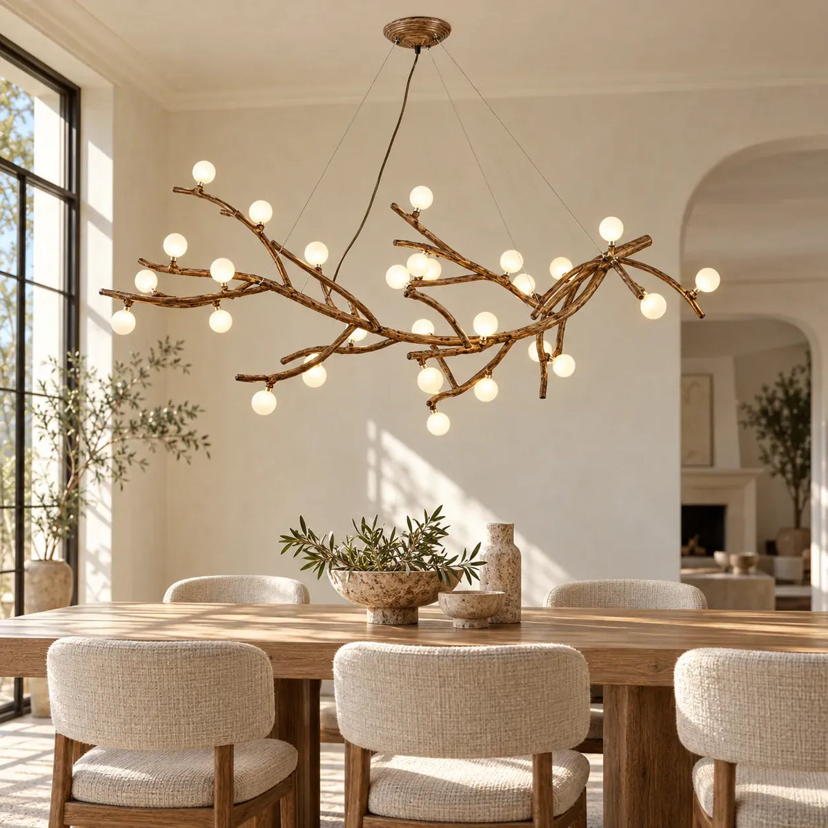 Nerissa Frosted Glass Branch Chandelier L51.18" (130 cm) / Warm Light 2700K Modern Chandelier