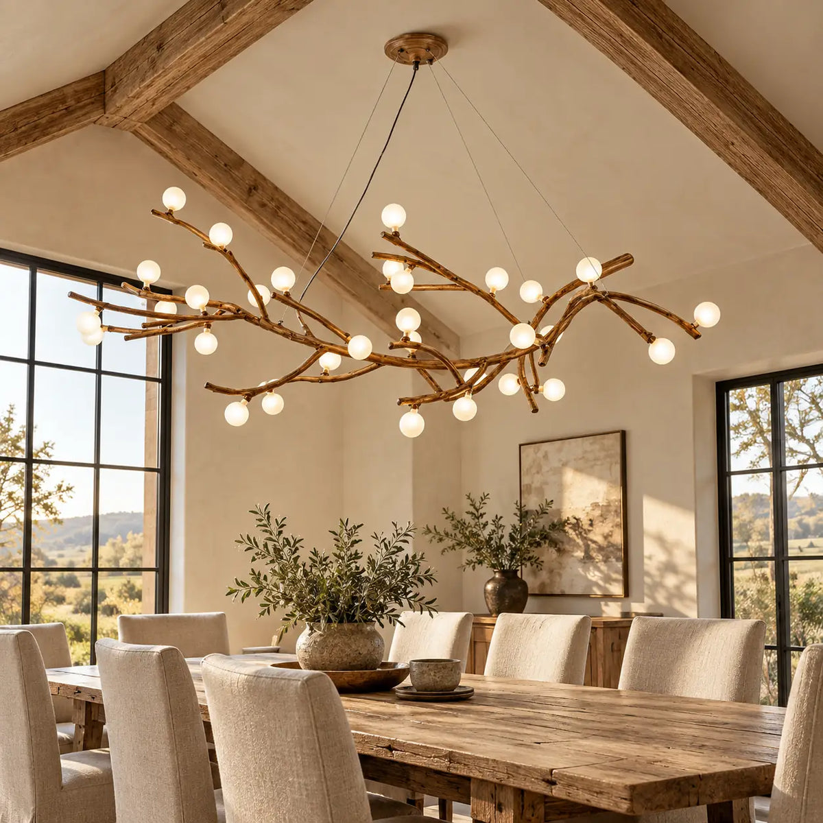 Nerissa Frosted Glass Branch Chandelier L59.06" (150 cm) / Warm Light 2700K Modern Chandelier