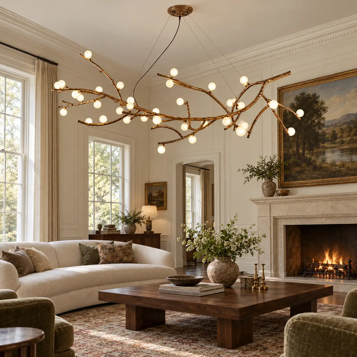 Nerissa Frosted Glass Branch Chandelier L68.11" (173 cm) / Warm Light 2700K Modern Chandelier