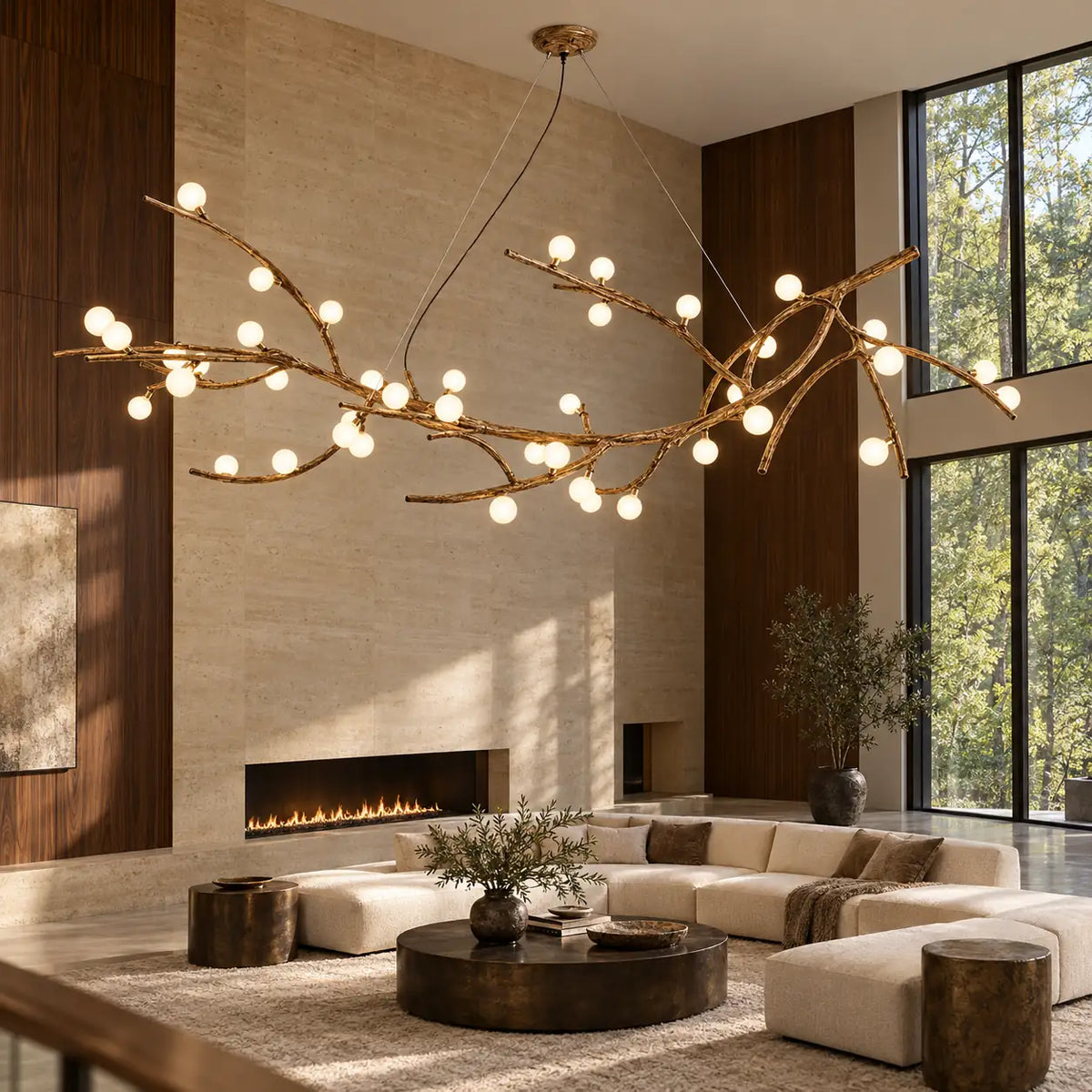 Nerissa Frosted Glass Branch Chandelier L75.98" (193 cm) / Warm Light 2700K Modern Chandelier