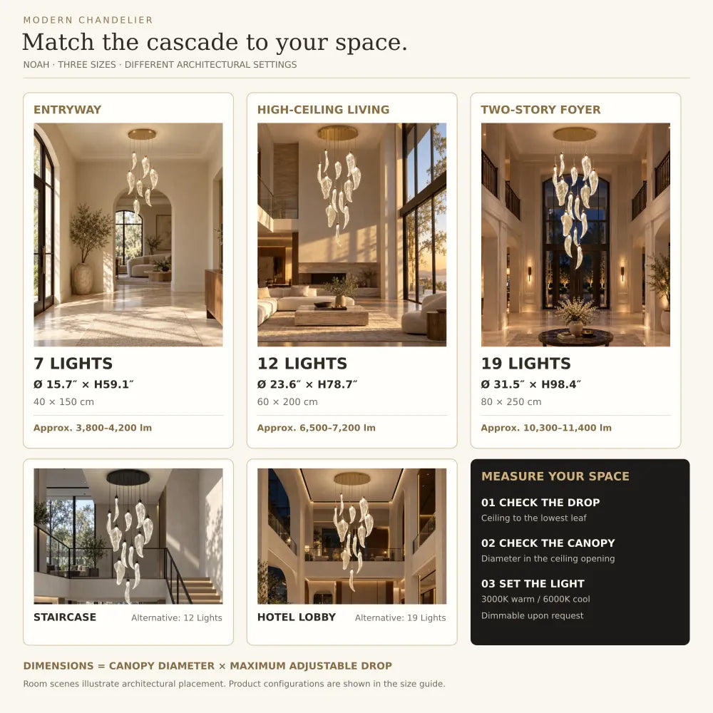Noah Large Stairwell Chandelier Modern Chandelier