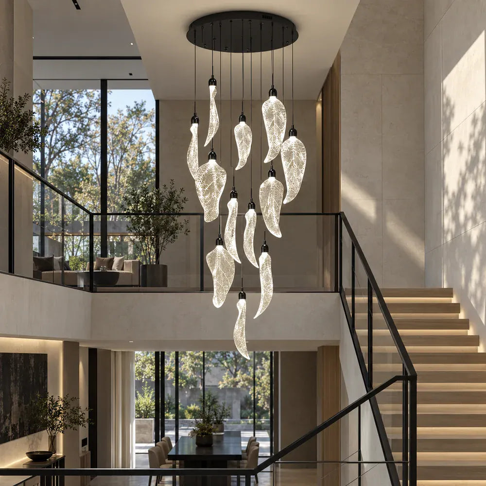 Noah Large Stairwell Chandelier Black / 7 / Warm White 3000K Modern Chandelier