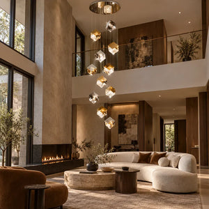 Noe Minimalist Staircase Chandelier 1 / Silver / Warm White 3000K Modern Chandelier