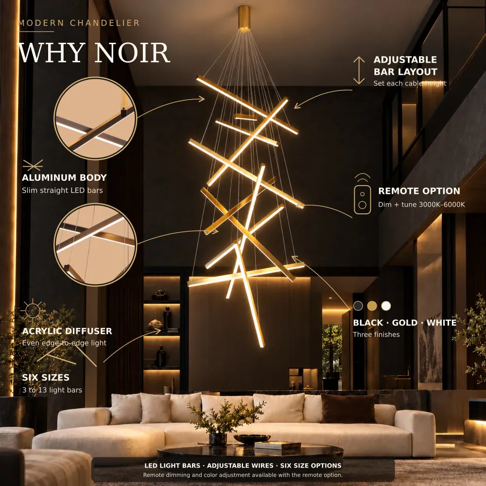 Noir Modern Staircase Chandelier Modern Chandelier