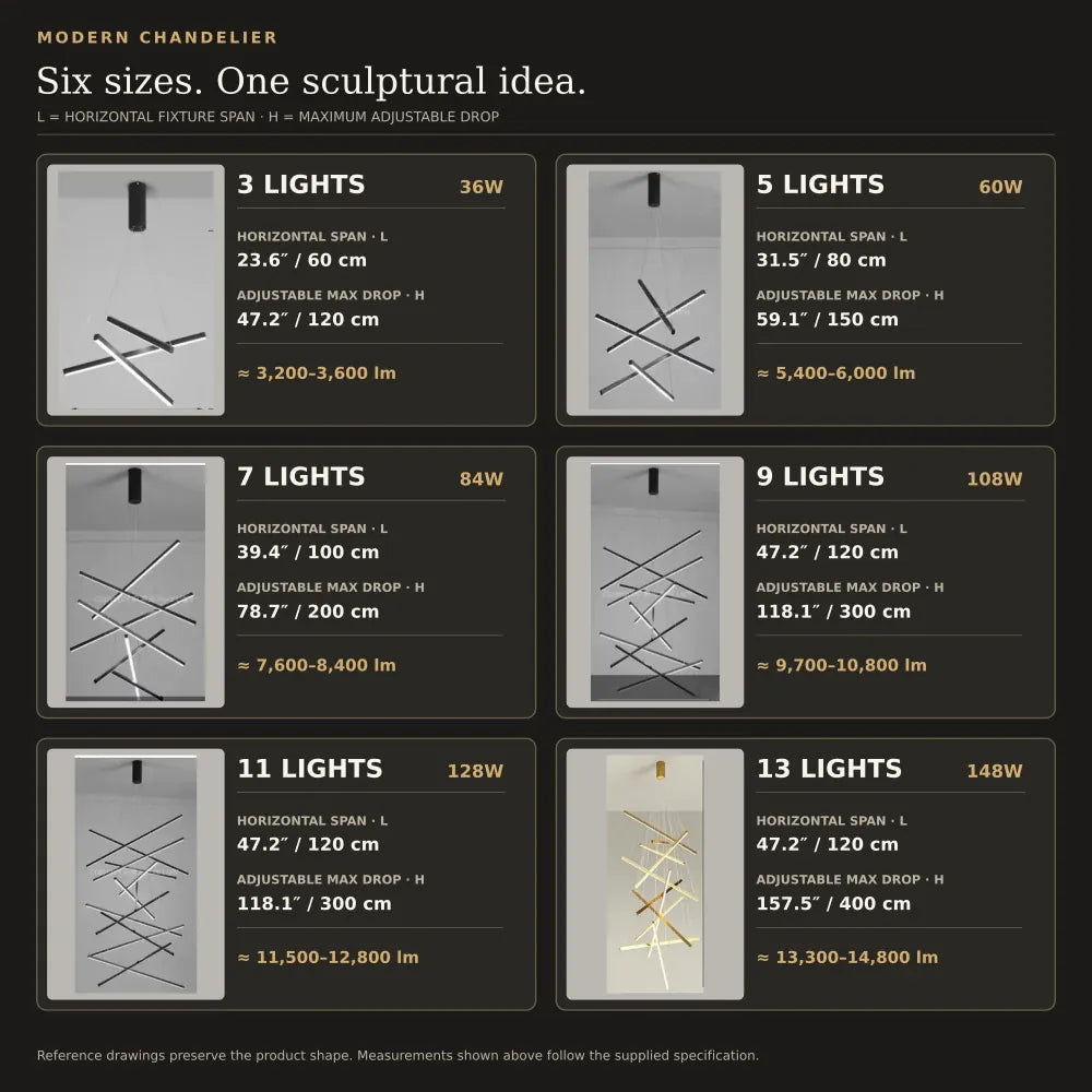 Noir Modern Staircase Chandelier Modern Chandelier